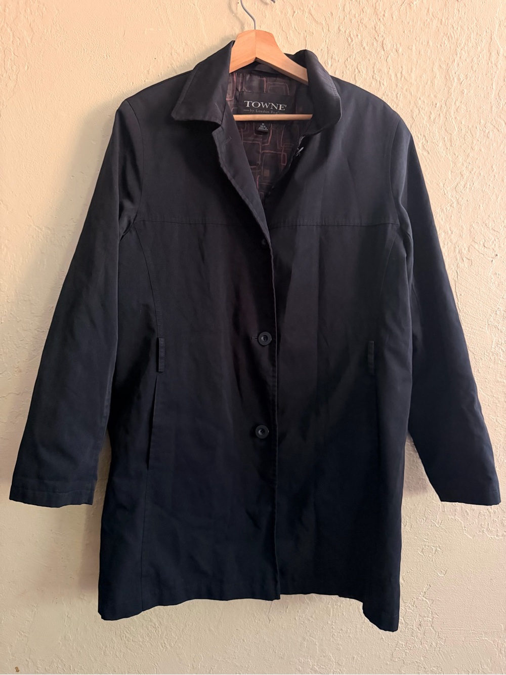 Towne Black Women's Long Trench Coat - Classic Single-Breasted